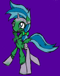 Size: 1280x1638 | Tagged: safe, artist:askaponywithbraces, imported from derpibooru, air way, pearly whites, pony, unicorn, clothes, costume, hoodie, horn, nightmare night costume, purple background, simple background, solo