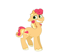 Size: 1100x1000 | Tagged: safe, artist:bishopony, imported from derpibooru, oc, oc only, oc:jonagold, earth pony, pony, floppy ears, freckles, grin, looking back, male, nervous, nervous grin, offspring, parent:big macintosh, parent:junebug, raised leg, simple background, smiling, solo, stallion, transparent background, unshorn fetlocks