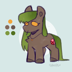 Size: 1000x1000 | Tagged: safe, artist:itsspoops, imported from derpibooru, oc, oc only, oc:cassandra aces, earth pony, color key, earth pony oc, female, jewelry, necklace, reference, solo, toothpick