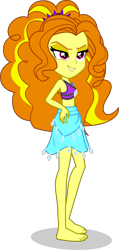 Size: 1977x4137 | Tagged: safe, alternate version, artist:dustinwatsongkx, imported from derpibooru, adagio dazzle, equestria girls, accessory swap, bare arms, bare legs, bare shoulders, barefoot, bikini, bikini top, clothes, clothes swap, feet, female, geode of shielding, grin, hand on hip, jewelry, magical geodes, necklace, puffy hair, rarity's blue sarong, rarity's purple bikini, sarong, simple background, skirt, sleeveless, smiling, solo, spiked headband, swimsuit, swimsuit swap, teeth, transparent background, vector