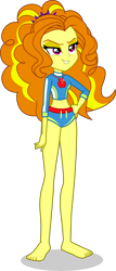 Size: 1717x4024 | Tagged: safe, alternate version, artist:dustinwatsongkx, imported from derpibooru, adagio dazzle, equestria girls, applejack's beach shorts swimsuit, barefoot, clothes, clothes swap, feet, female, flirting, sandals, simple background, solo, swimsuit, swimsuit swap, transparent background, vector