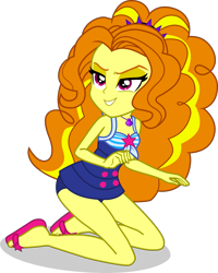 Size: 3169x3957 | Tagged: safe, artist:dustinwatsongkx, imported from derpibooru, adagio dazzle, human, equestria girls, accessory swap, bare shoulders, clothes, clothes swap, female, geode of telekinesis, kneeling, legs, magical geodes, one-piece swimsuit, sandals, sci-twi swimsuit, simple background, sleeveless, smiling, solo, swimsuit, swimsuit swap, transparent background