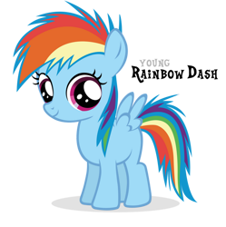 Size: 900x905 | Tagged: safe, alternate version, artist:blackm3sh, imported from derpibooru, rainbow dash, pegasus, pony, absurd resolution, blue body, blue coat, blue fur, blue pony, blue wings, female, filly, filly rainbow dash, foal, looking at you, magenta eyes, multicolored hair, multicolored mane, multicolored tail, rainbow hair, rainbow tail, simple background, smiling, tail, transparent background, vector, wings, younger