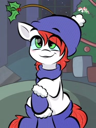 Size: 1535x2048 | Tagged: safe, artist:doodle-hooves, oc, oc only, pony, christmas, clothes, gloves, holiday, male, stallion