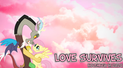 Size: 2064x1141 | Tagged: safe, artist:not-yet-a-brony, artist:spottedlions, imported from derpibooru, discord, fluttershy, draconequus, pegasus, pony, 2024, afterlife, all dogs go to heaven, anniversary, bittersweet, cloud, don bluth, duo, freddie jackson, friends, friendship, heartwarming, heaven, hug, irene cara, love survives, lyrics in the description, movie reference, november, reunion, song in the description, song reference, youtube link in the description