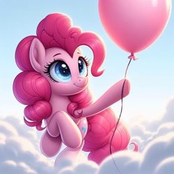 Size: 1024x1024 | Tagged: safe, imported from derpibooru, pinkie pie, earth pony, pony, ai content, ai generated, balloon, female, prompter:pinkiepiepics, solo