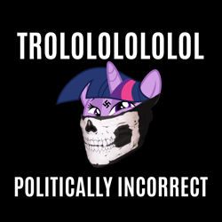 Size: 2048x2048 | Tagged: safe, editor:dpr, imported from twibooru, twilight sparkle, unicorn, altbrony, fascism, fascist, image, meme, mlpol, nazi, nazi symbol, neo nazi, png, skull mask, trollface