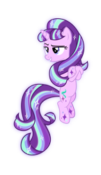 Size: 681x1171 | Tagged: dead source, safe, artist:xebck, imported from derpibooru, starlight glimmer, pony, unicorn, crossed hooves, female, horn, multicolored hair, rainbow hair, rainbow power, rainbow power-ified, rainbow tail, simple background, smiling, solo, tail, transparent background, vector