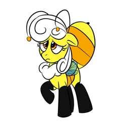 Size: 2000x2000 | Tagged: safe, artist:bestponies, imported from derpibooru, oc, oc only, oc:buzzing pollen, bee, bee pony, insect, monster pony, original species, pony, female, looking up, mare, sad, simple background, solo, transparent background