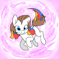 Size: 4000x4000 | Tagged: safe, alternate version, artist:derpydoodesigns, artist:derpydooreviews, imported from derpibooru, oc, oc only, oc:titanium white, earth pony, pony, abstract background, absurd resolution, alternate character, commission, female, glitter, mare, smiling, solo, ych result