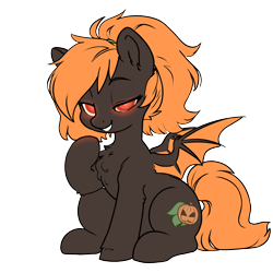 Size: 5000x5000 | Tagged: safe, artist:derpydoodesigns, artist:derpydooreviews, imported from derpibooru, oc, oc only, bat pony, pony, absurd resolution, bat pony oc, bat wings, chest fluff, female, glowing, glowing eyes, grin, lidded eyes, looking at you, mare, raised hoof, simple background, sitting, smiling, solo, transparent background, wings