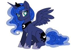 Size: 7016x4961 | Tagged: safe, alternate version, artist:derpydoodesigns, artist:derpydooreviews, imported from derpibooru, part of a set, princess luna, alicorn, pony, absurd resolution, colored, female, flat colors, frown, looking at you, mare, multiple variants, shocked, simple background, sitting, solo, spread wings, transparent background, white pupils, wings