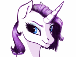 Size: 1600x1200 | Tagged: safe, artist:pjj0, imported from derpibooru, rarity, pony, unicorn, alternate hairstyle, bust, curved horn, female, horn, mare, portrait, simple background, solo, white background