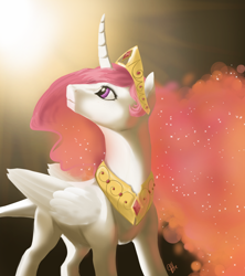 Size: 1600x1800 | Tagged: safe, artist:pjj0, imported from derpibooru, princess celestia, alicorn, pony, curved horn, female, horn, jewelry, mare, peytral, regalia, solo