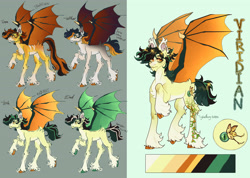 Size: 3840x2741 | Tagged: safe, artist:stygios, imported from derpibooru, oc, oc only, dracony, dragon, hybrid, pony, chest fluff, ear piercing, earring, ender pearl, jewelry, male, minecraft, piercing, reference sheet, solo, spread wings, stallion, unshorn fetlocks, wings