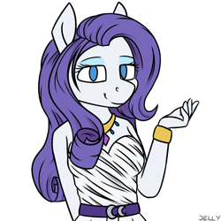 Size: 3000x3000 | Tagged: safe, artist:jellysketch, imported from derpibooru, rarity, anthro, clothes, eyeshadow, female, high res, looking at you, makeup, simple background, smiling, smiling at you, solo, white background