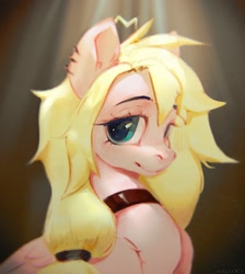 Size: 1895x2114 | Tagged: safe, artist:rvsd, imported from derpibooru, oc, oc only, pegasus, pony, bust, choker, commission, crepuscular rays, ear piercing, earring, female, hair tie, jewelry, looking at you, mare, piercing, solo