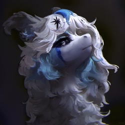 Size: 2221x2223 | Tagged: safe, artist:rvsd, imported from derpibooru, oc, oc only, pony, black sclera, bust, chest fluff, commission, ear fluff, facial markings, female, mare, solo, unusual pupils