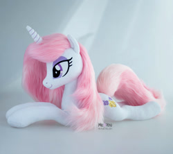 Size: 1799x1600 | Tagged: safe, artist:meplushyou, imported from derpibooru, fleur-de-lis, pony, irl, lying down, photo, plushie, prone, solo