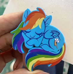 Size: 718x732 | Tagged: safe, artist:sophie scruggs, imported from derpibooru, rainbow dash, pony, eyes closed, irl, photo, pins, solo