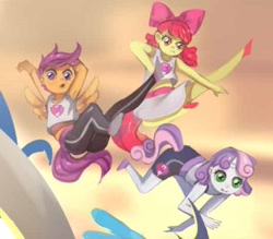 Size: 500x438 | Tagged: safe, artist:animesoul, imported from derpibooru, apple bloom, scootaloo, sweetie belle, human, equestria girls, armpits, bow, cutie mark crusaders, female, horn, horned humanization, humanized, trio, winged humanization, wings