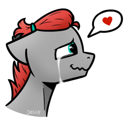 Size: 2000x2000 | Tagged: safe, artist:jellysketch, imported from derpibooru, oc, oc only, oc:cherry feather (pony), pegasus, pony, bust, crying, female, heart, high res, love, mare, pegasus oc, pictogram, portrait, profile, side view, simple background, solo, speech bubble, spoken heart, tears of joy, vent art, wavy mouth, white background, wings