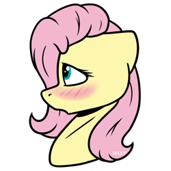 Size: 2000x2000 | Tagged: safe, artist:jellysketch, imported from derpibooru, fluttershy, pegasus, pony, blushing, bust, female, floppy ears, high res, looking away, looking up, mare, open mouth, portrait, profile, side view, simple background, solo, white background