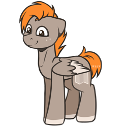 Size: 2000x2000 | Tagged: safe, artist:jellysketch, imported from derpibooru, oc, oc only, oc:carmel, pegasus, pony, cute, folded wings, freckles, high res, looking at you, male, pegasus oc, simple background, smiling, smiling at you, solo, stallion, white background, wings