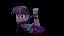 Size: 3840x2160 | Tagged: safe, artist:ennddy, imported from derpibooru, twilight sparkle, human, equestria girls, 3d, angry, barefoot, black background, bondage, bound and gagged, clothes, damsel in distress, feet, feet tied, female, gag, hands behind back, high res, hogtied, kidnapped, simple background, skirt, solo, tape, tape bondage, tape gag, tied up