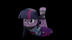 Size: 3840x2160 | Tagged: safe, alternate angle, alternate version, artist:ennddy, imported from derpibooru, twilight sparkle, human, equestria girls, 3d, angry, barefoot, black background, bondage, bound and gagged, clothes, damsel in distress, feet, feet tied, female, gag, hands behind back, high res, hogtied, kidnapped, simple background, skirt, solo, tape, tape bondage, tape gag, tied up