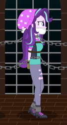 Size: 737x1362 | Tagged: safe, imported from derpibooru, starlight glimmer, human, equestria girls, bondage, bound and gagged, chains, cloth gag, gag, humanized, marching