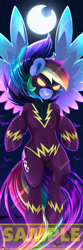 Size: 710x2126 | Tagged: safe, artist:darksly, imported from twibooru, rainbow dash, pegasus, pony, semi-anthro, body pillow, clothes, costume, female, image, mare, needs more jpeg, shadowbolt dash, shadowbolts costume, solo, solo female