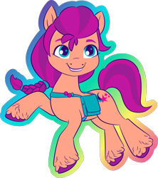 Size: 1482x1669 | Tagged: safe, imported from derpibooru, sunny starscout, earth pony, pony, braid, female, g5, g5 brand assets, mare, official, rainbow outline, simple background, smiling, solo, transparent background, unshorn fetlocks