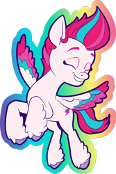 Size: 1206x1809 | Tagged: safe, imported from derpibooru, zipp storm, pegasus, pony, colored wings, eyes closed, female, g5, g5 brand assets, mare, multicolored wings, official, rainbow outline, simple background, smiling, solo, spread wings, transparent background, unshorn fetlocks, wings