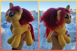 Size: 3232x2160 | Tagged: safe, artist:sunamoonmlp, derpibooru exclusive, imported from derpibooru, oc, oc only, original species, plush pony, pony, unicorn, commission, cute, handmade, horn, male, photo, plushie, stallion, yarn