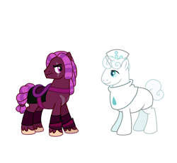 Size: 1020x944 | Tagged: safe, artist:dazzle, imported from derpibooru, earth pony, unicorn, accessory, armor, clothes, cookie run, crossover, curly mane, hat, horn, male, markings, physique difference, saddle, simple background, stallion, tack, transparent background, unshorn fetlocks