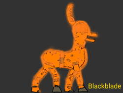 Size: 4096x3072 | Tagged: safe, artist:blackblade360, imported from derpibooru, pony, robot, 2024, animatronic, animatronic pony, bald, black background, broken, crossover, digital art, five nights at freddy's, five nights at freddy's 4, glowing, halloween, holiday, ibispaint x, jack-o-bonnie, jack-o-lantern, no mane, open mouth, orange coat, ponified, pumpkin, sharp teeth, signature, simple background, teeth, torn ear, video game reference, walking