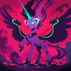 Size: 1024x1024 | Tagged: safe, imported from derpibooru, sci-twi, twilight sparkle, equestria girls, ai content, ai generated, generator:stable diffusion, midnight sparkle, prompter:gullveigai