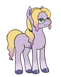 Size: 1500x1900 | Tagged: safe, artist:multiverseequine, derpibooru exclusive, imported from derpibooru, oc, oc only, oc:lake cress, earth pony, pony, blonde, colored, colored hooves, earth pony oc, femboy, full body, girly, glasses, hairband, hooves, lavender coat, looking forward, male, male oc, pony oc, ponytail, quadrupedal, shorn fetlocks, simple background, solo, standing, tail, teal eyes, transparent background, two toned mane, two toned tail