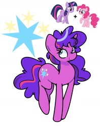 Size: 1891x2400 | Tagged: safe, artist:kindakismet, imported from derpibooru, pinkie pie, twilight sparkle, pony, unicorn, fusion, fusion:pinkie pie, fusion:twilight sparkle, fusion:twinkie, horn