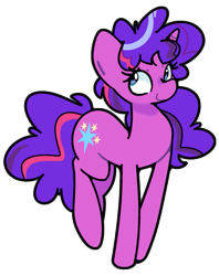 Size: 713x900 | Tagged: safe, alternate version, artist:kindakismet, imported from derpibooru, pony, unicorn, fusion, fusion:pinkie pie, fusion:twilight sparkle, fusion:twinkie, horn, simple background, solo, transparent background