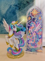 Size: 2441x3255 | Tagged: safe, imported from derpibooru, kotobukiya, princess celestia, alicorn, acrylic plastic, acrylic standee, cloud, craft, kotobukiya princess celestia, looking at you, magic, magic aura, merchandise, official, solo, spread wings, stained glass, stars, sun, wings