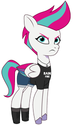 Size: 702x1200 | Tagged: safe, artist:edy_january, artist:prixy05, edit, editor:edy january, imported from derpibooru, vector edit, pegasus, pony, angry, boots, clothes, denim, denim shorts, g5, i-shrt texts : rain fire, iron cross, iron cross necklace, jeans, jewelry, looking at you, my little pony: tell your tale, necklace, pants, shirt, shoes, shorts, sigma, simple background, solo, stocks, t-shirt, text, threat, tomboy, transparent background, vector