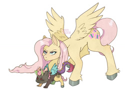 Size: 1040x769 | Tagged: safe, artist:lululaozi, imported from derpibooru, fluttershy, pegasus, pony, duo