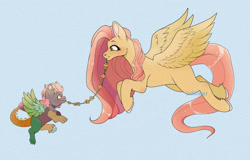 Size: 1118x715 | Tagged: safe, artist:lululaozi, imported from derpibooru, fluttershy, oc, pegasus, pony, duo