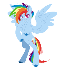 Size: 474x594 | Tagged: safe, artist:cornun1corn, imported from derpibooru, rainbow dash, pegasus, pony, female, mare, rearing, solo, spread wings, wings