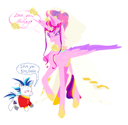 Size: 892x872 | Tagged: safe, artist:cornun1corn, imported from derpibooru, princess cadance, shining armor, alicorn, pony, unicorn, duo, female, horn, male, meme, shiningcadance, shipping, simple background, straight, the bride and the ugly ass groom, white background