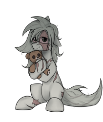 Size: 1314x1558 | Tagged: safe, artist:ashel_aras, imported from derpibooru, oc, oc only, pony, fallout equestria, burns, plushie, simple background, sketch, solo, transparent background