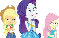 Size: 864x559 | Tagged: safe, edit, edited screencap, imported from derpibooru, screencap, applejack, fluttershy, rarity, human, equestria girls, background removed, female, not a vector