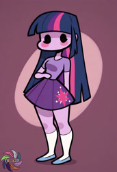 Size: 2496x3648 | Tagged: safe, imported from derpibooru, twilight sparkle, human, equestria girls, ai content, ai generated, blushing, cute, dot eyes, generator:civitai, no mouth, prompter:trux23